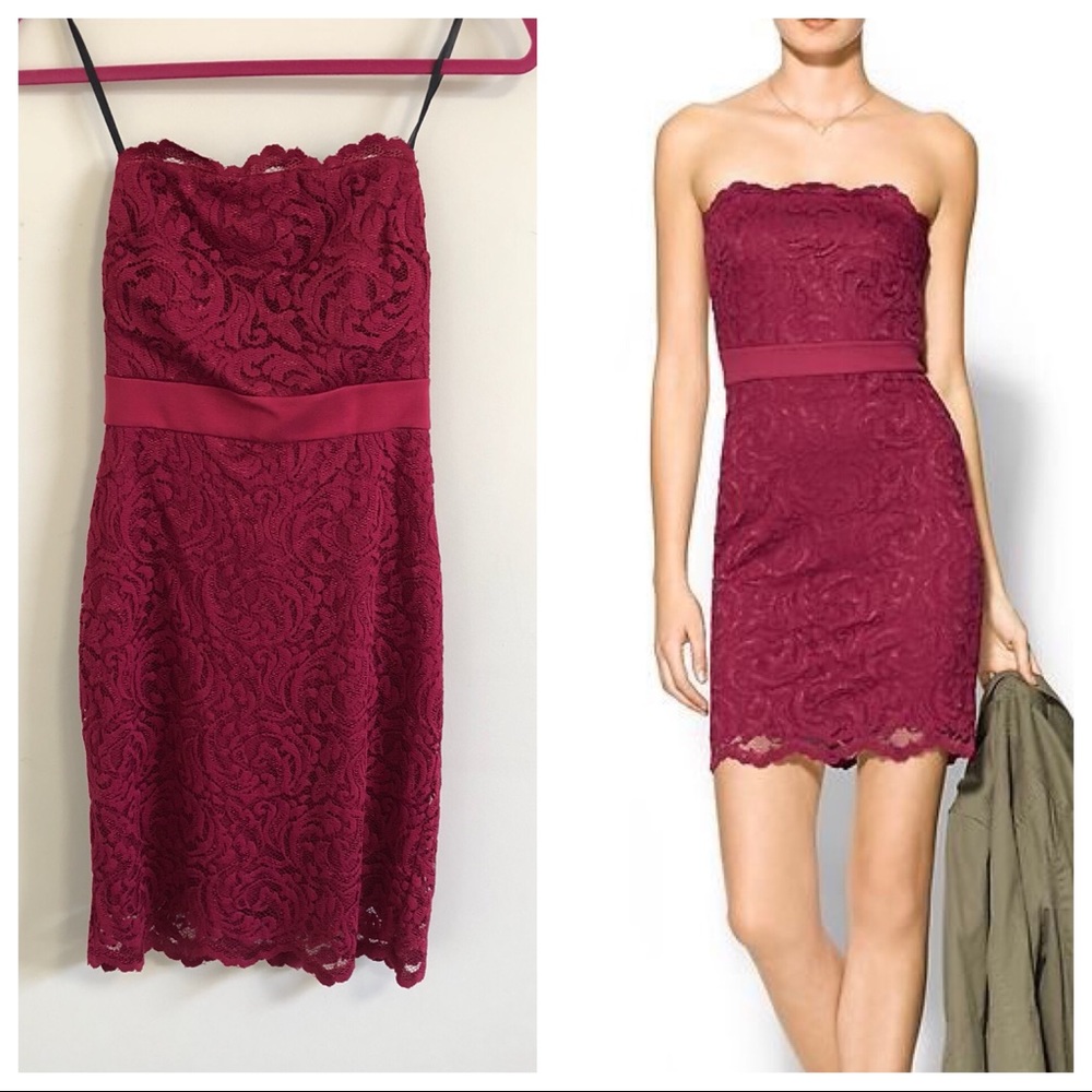 ✨HP✨ Graham & Spencer Maroon Laced Strapless Dress